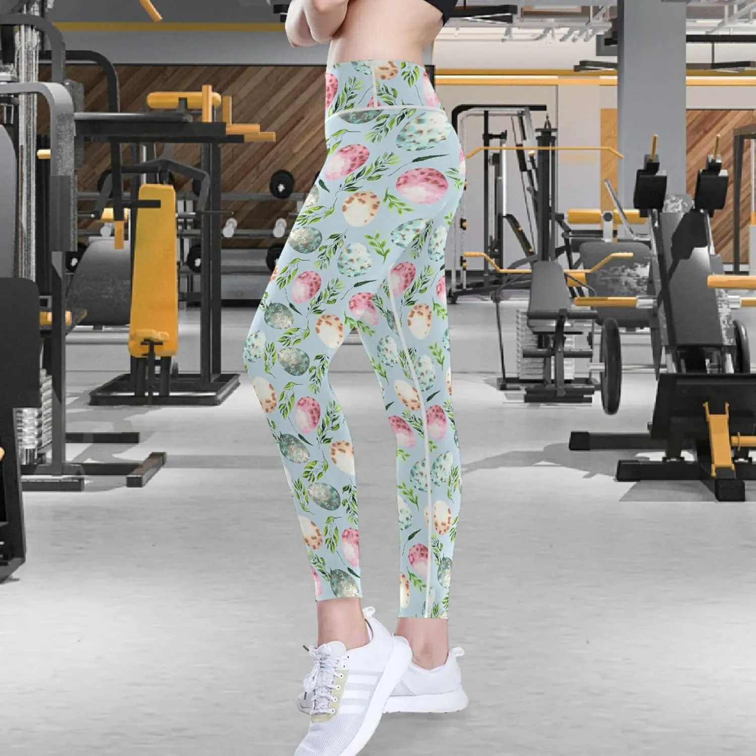 visesunny High Waist Yoga Pants with Pockets Golden Fleur-de-lis Pattern Buttery Soft Tummy Control Leggings