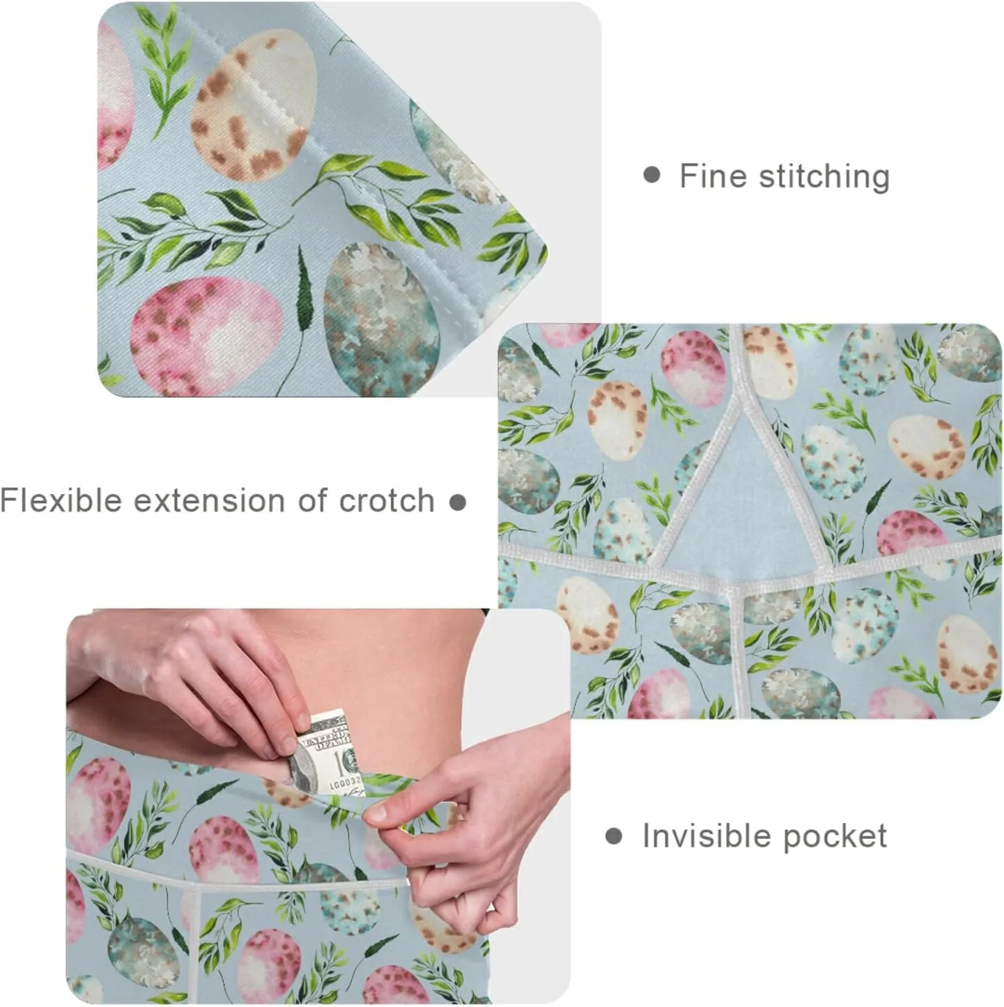 visesunny High Waist Yoga Pants with Pockets Golden Fleur-de-lis Pattern Buttery Soft Tummy Control Leggings