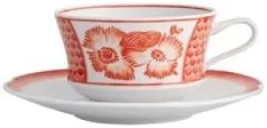 Vista Alegre Oscar De La Renta Coralina Tea Cup & Saucer