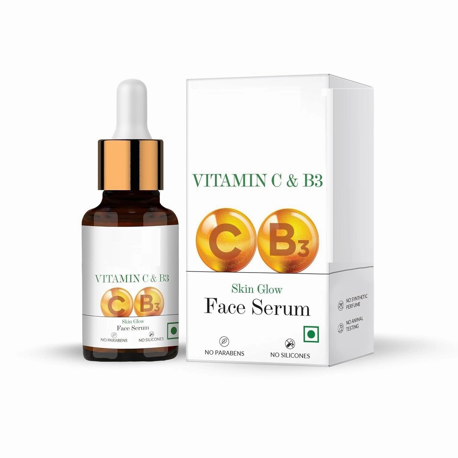 Vitamin C & Vitamin B3 Skin Glow Serum, 10 ml With Anti Aging Properties Helps Reduce Fine Lines and Wrinkles, Naturally Glowing Face Serum For All Skin Types (Buy 2 Quantity Get 1 Quantity Free)
