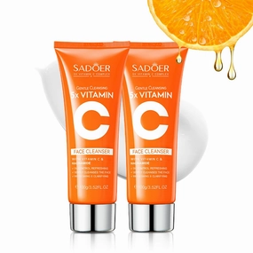 Vitamin C Face Cleanser 100g(2 Bottle) ,Niacinamide & Hyaluronic Acid, Gentle Pore Refining Daily Wash for Oily &Dull Skin,Clear,Radiant Hydrated Complexion,Oil Balancing,Gift Women