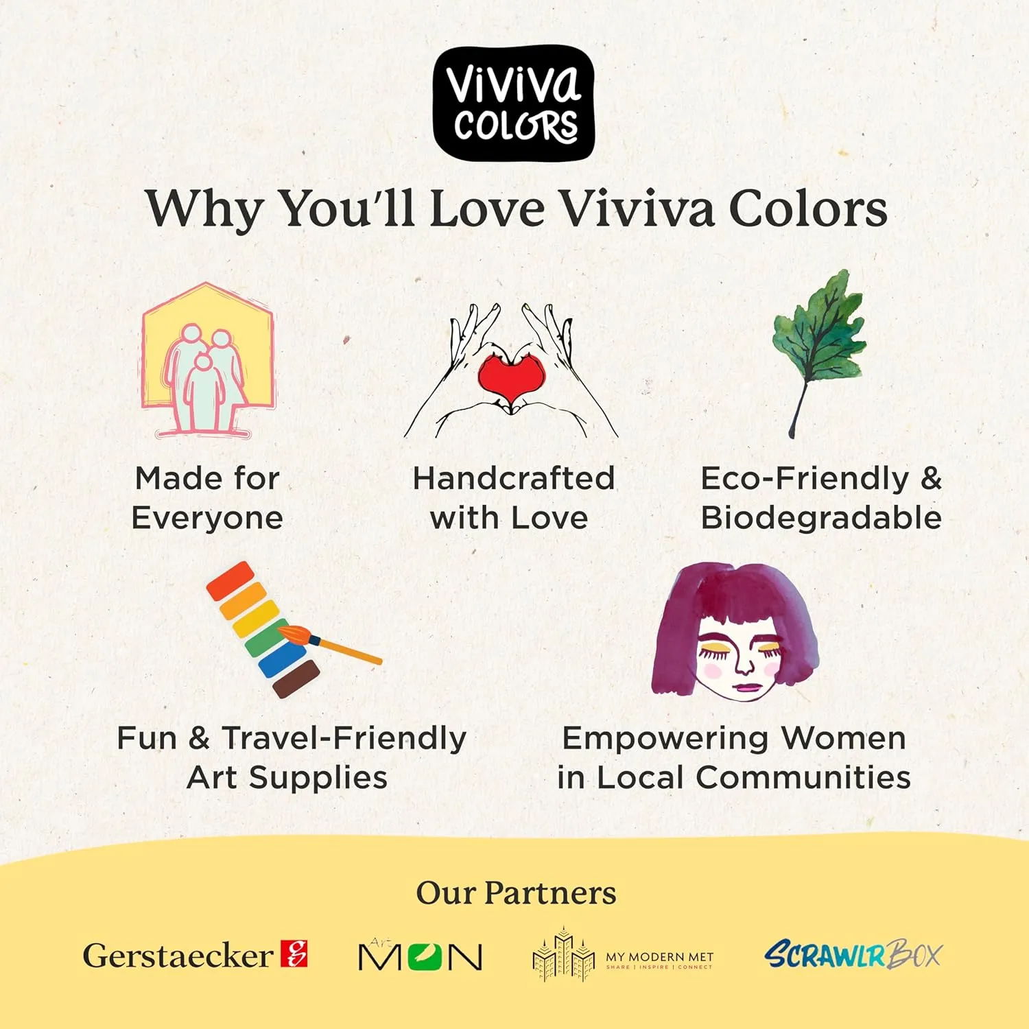 Viviva VV276051 Watercolour Paint Set, 16 Lightfast and Vivid Colours in Bowls on Cork Palette for Outdoor and Travel, Handmade - 16 Spring Colours