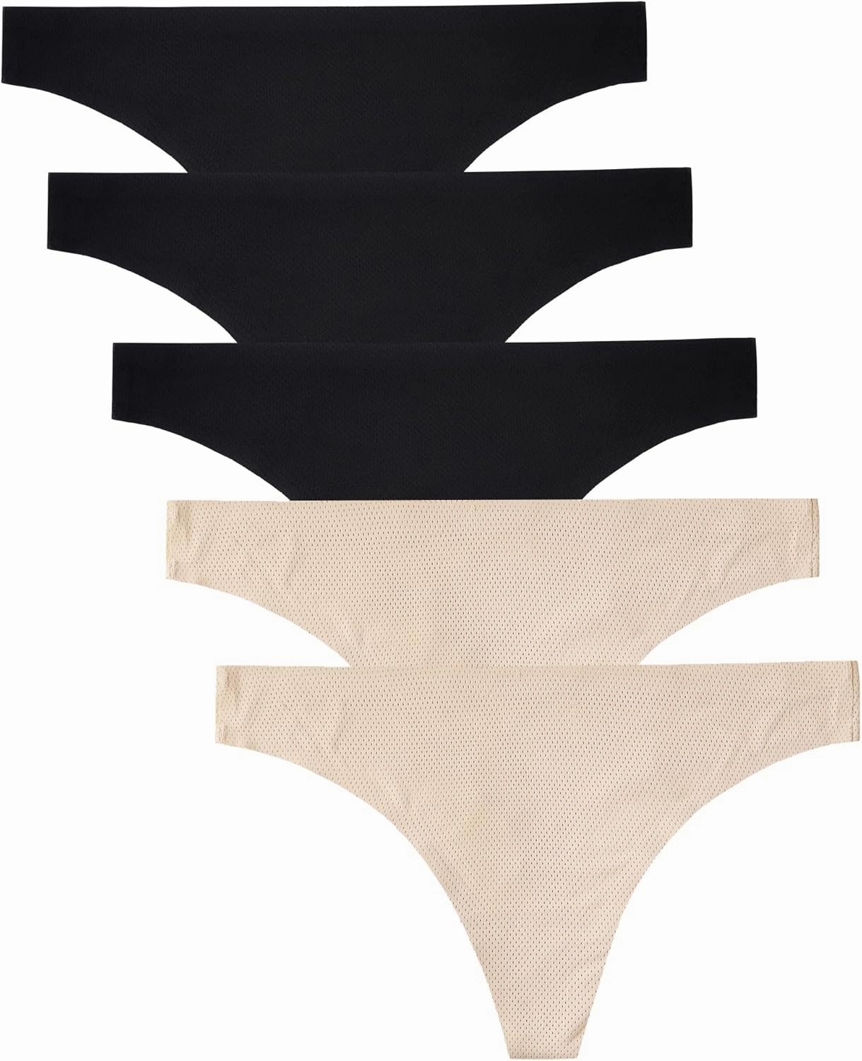 voenxe Seamless Women Underwear Thongs,No Show Ladies Thong,No Line Workout Breathable Comfortable Panties,Soft Undies,5-Pack