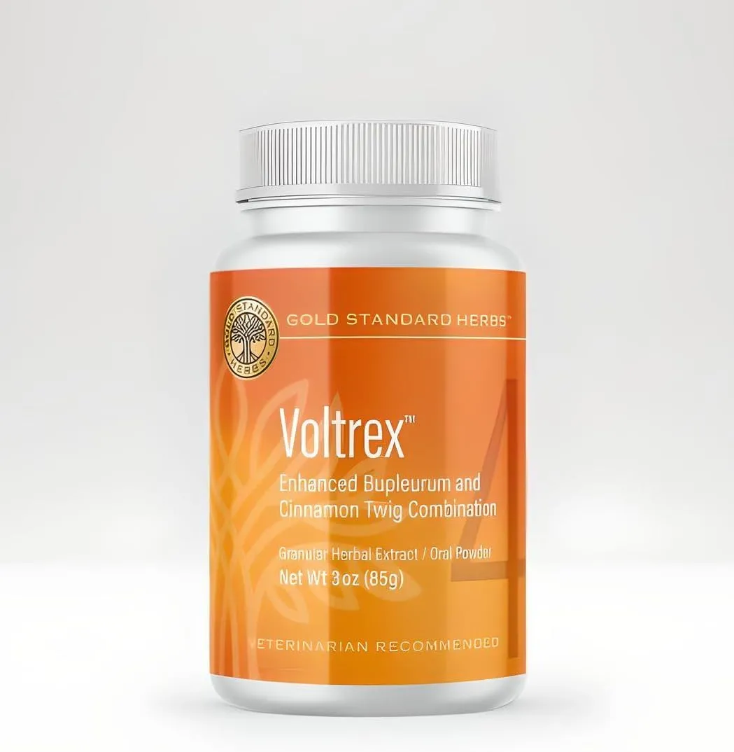 Voltrex Ligament and Spinal Cord Inflammation Relief for Dogs by Gold Standard Herbs, All Natural Bupleurum and Cinnamon Twig, 85 gram powder, White