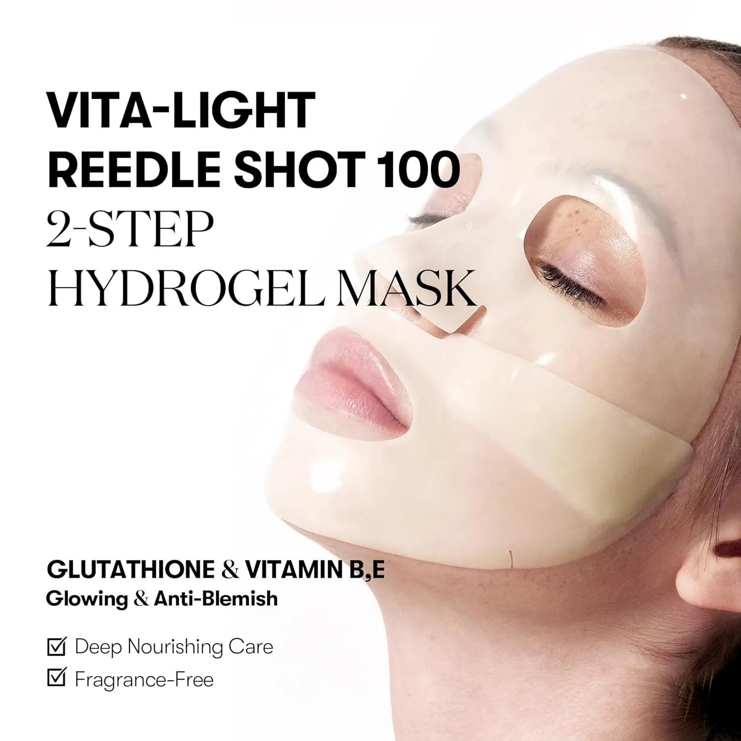 VT COSMETICS Vita-Light Reedle Shot 100 2-Step Hydrogel Mask(34.5gx4ea), Intensive Glowing, Exosome Glutathione Face Mask, Overnight Melting Mask, Korean Facial Mask