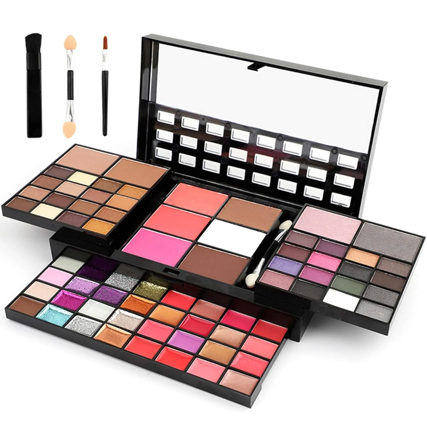 Vtrem Professional Makeup Palette Set, 36 Colors Eyeshadow   28 Lip Glosses   4 Concealer Powder   3 Blushers   2 Contouring   1 Highlight   3 Brushes   Mirror, Make Up Palette Set