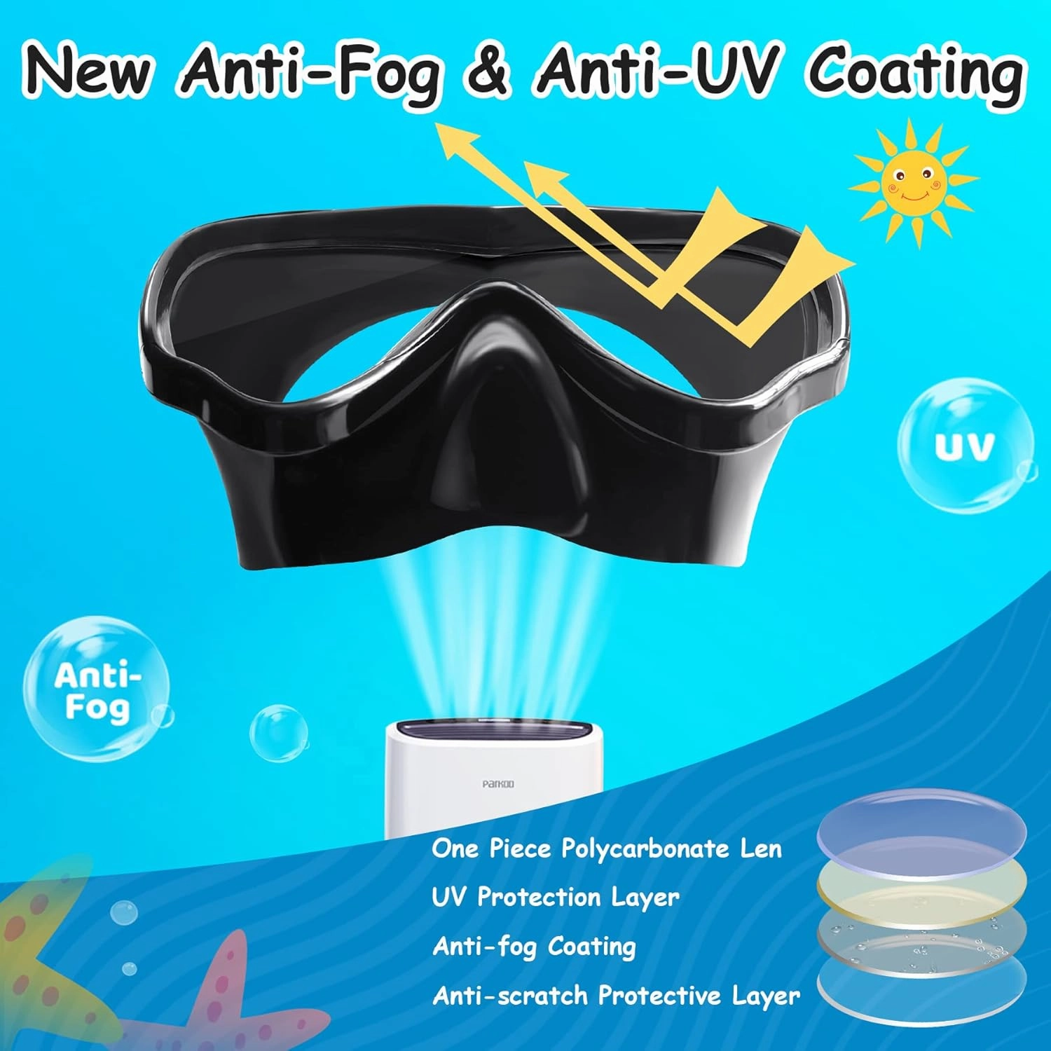 Vvinca Kids Swim Goggles with Fabric Strap No Tangle Pain-Free, Anti-Fog Swimming Pool Goggle No Leak for Toddlers Girls Boys