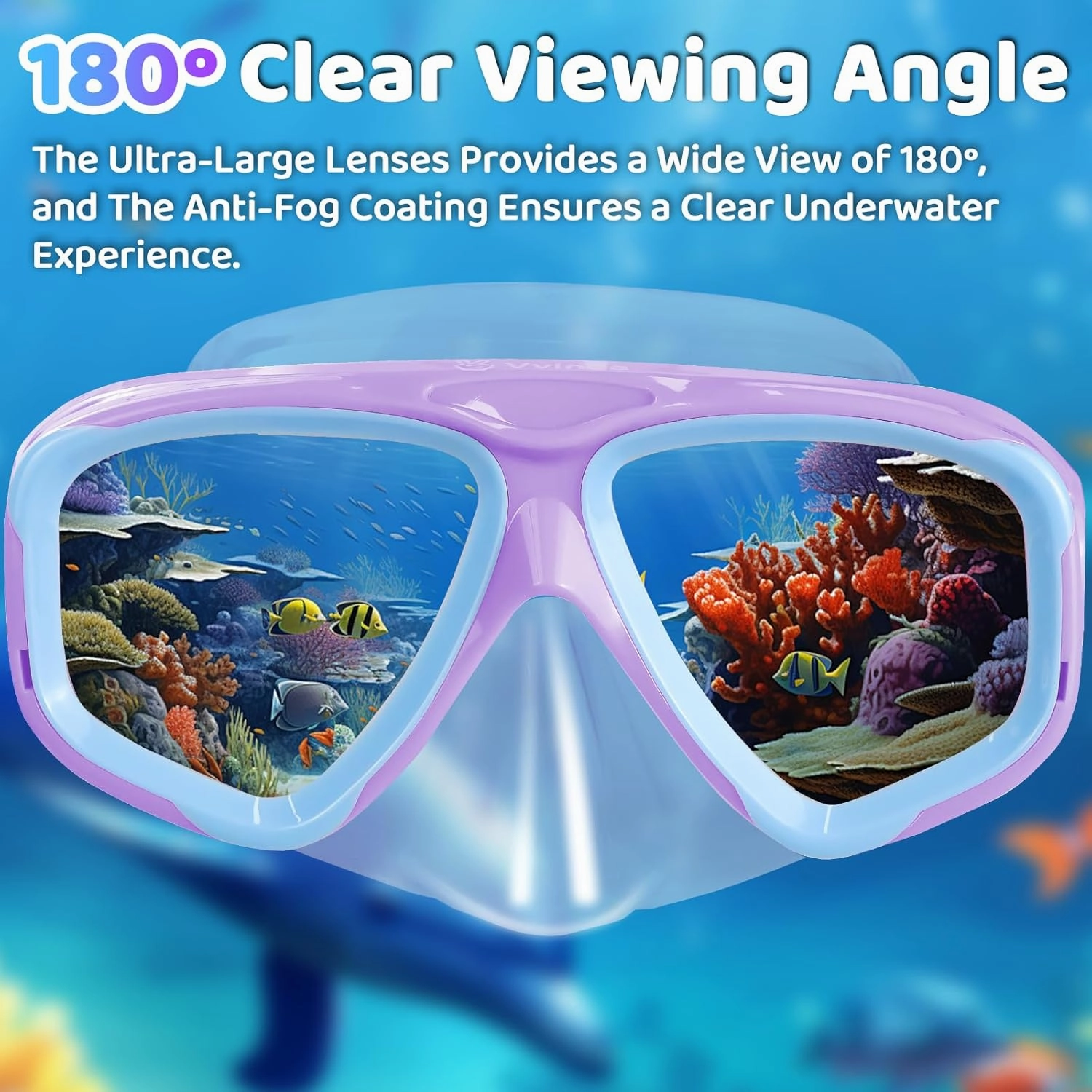 Vvinca Swim Goggles with Nose Cover, Snorkel Diving Mask Fabric Strap Wide View Anti-Fog/UV Swimming Goggles for Kids 3-14