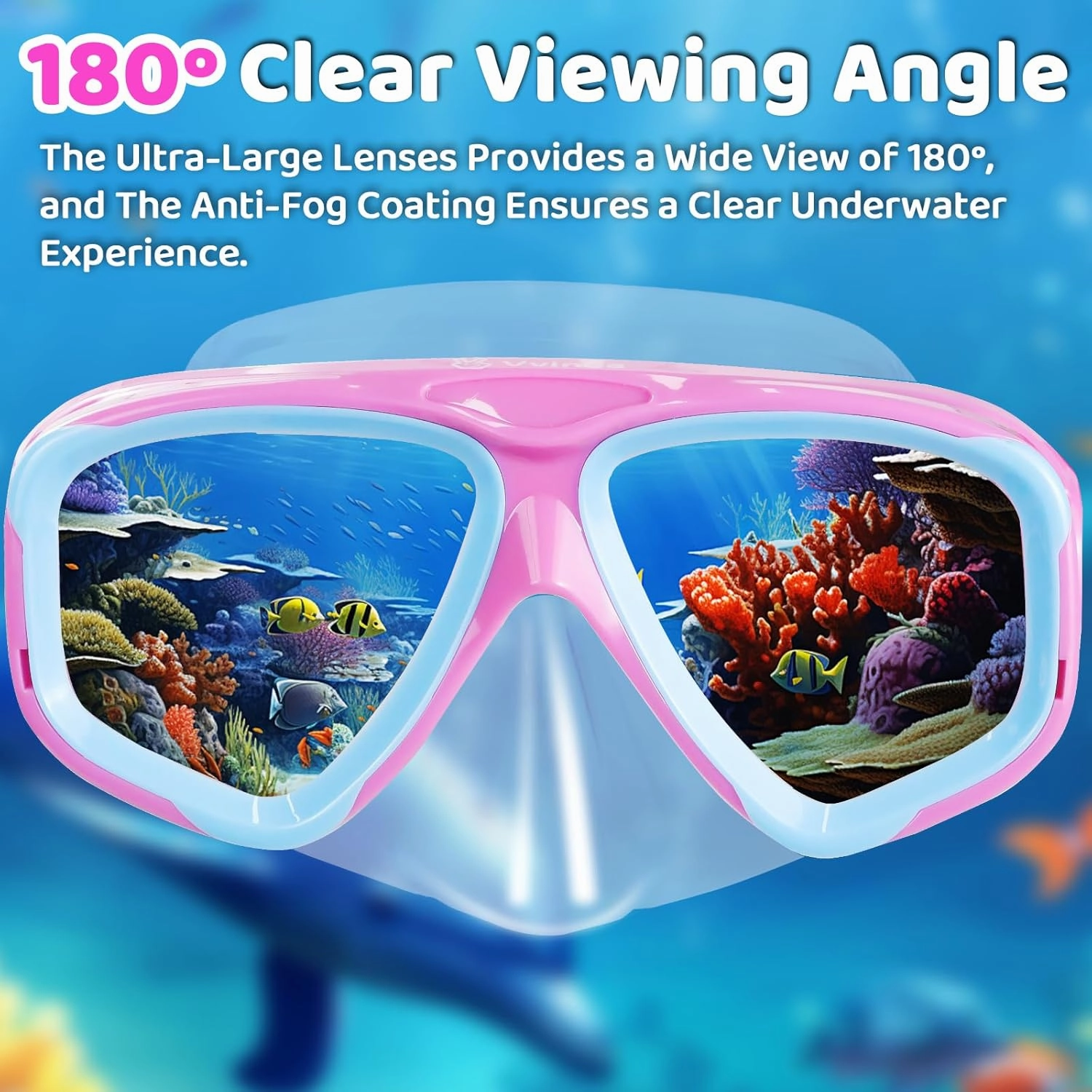 Vvinca Swim Goggles with Nose Cover, Snorkel Diving Mask Fabric Strap Wide View Anti-Fog/UV Swimming Goggles for Kids 3-14