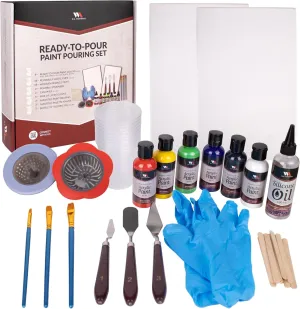 WA Portman 38-PC Ready-to-Pour Acrylic Pouring Paint Set - 6 Bottles of Acrylic Paint Kits for Adults and Kids - Painting Sets with Canvas Painting Supplies and Brushes
