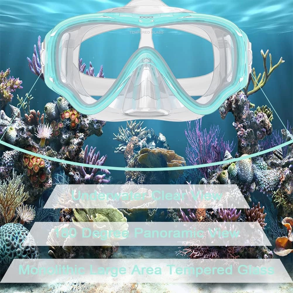 WACOOL Snorkeling Snorkel Diving Scuba Package Set Gear for Kids Youth Junior Anti-Fog Coated Glass with Silicon Mouth Piece Purge Valve and Anti-Splash