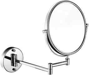 Wall Mounted Makeup Mirror Two-Sided, Wall Mounted Vanity Cosmetic Mirror 360°Swivel Bathroom Shaving Mirror 3X Magnifying, Chrome Finish,8inches (Color : 6inches)