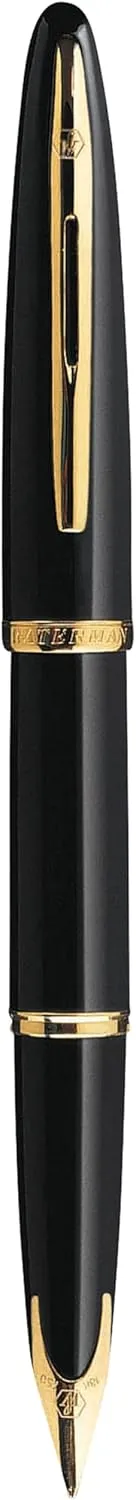 Waterman Carène Black Sea Fountain Pen | High-Gloss Black & 23k Gold Clip | Fine Nib with Blue Ink Cartridge | Gift Box