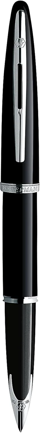 Waterman Duofold Centennial Fountain Pen, Classic Black with Gold Trim, Medium Solid Gold Nib, Black Ink and Convertor, Premium Gift Box