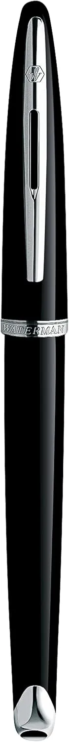 Waterman Duofold Centennial Fountain Pen, Classic Black with Gold Trim, Medium Solid Gold Nib, Black Ink and Convertor, Premium Gift Box