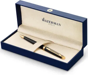 Waterman Hémisphère Ballpoint Pen | Gloss Black with 23k Gold Trim | Medium Point | Blue Ink | Gift Box