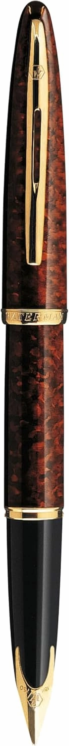 Waterman Carène Marine Amber Fountain Pen | Gloss Brown & Black with 23k Gold Clip | Medium Nib with Blue Ink Cartridge | Gift Box