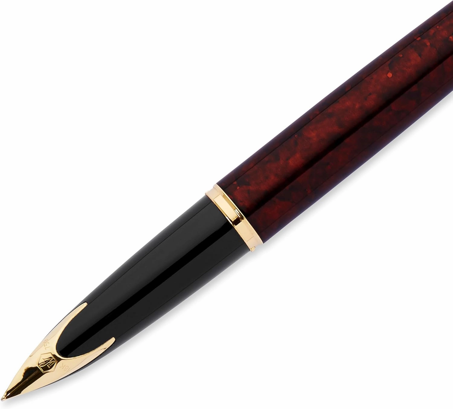Waterman Carène Marine Amber Fountain Pen | Gloss Brown & Black with 23k Gold Clip | Medium Nib with Blue Ink Cartridge | Gift Box