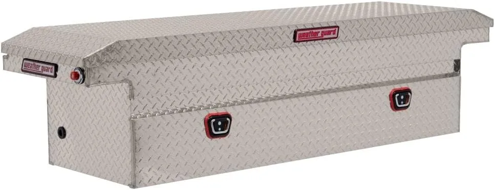 Weather Guard, 71.5in. Saddle Box, Width 72 in, Material Aluminum, Color Finish Diamond Plate Silver, Model# 121-0-03
