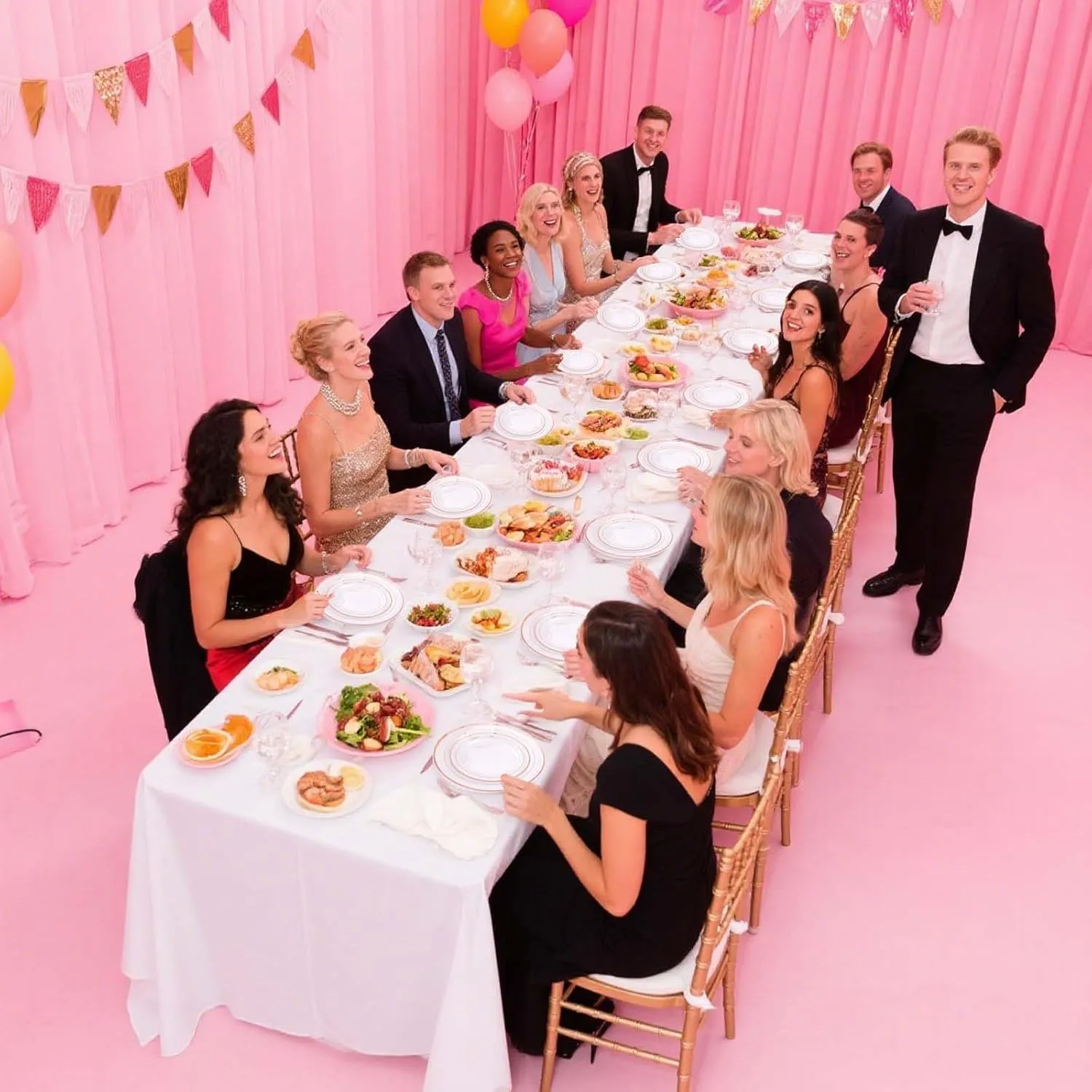 WELLIFE 350Pcs Rose Gold Plastic Plates for 50 Guests - Clear Plates for Party，Disposable Dinnerware Set Includes 100 Rose Gold plates,150 Silverware,50 Napkins,50 Cups for Party and Wedding