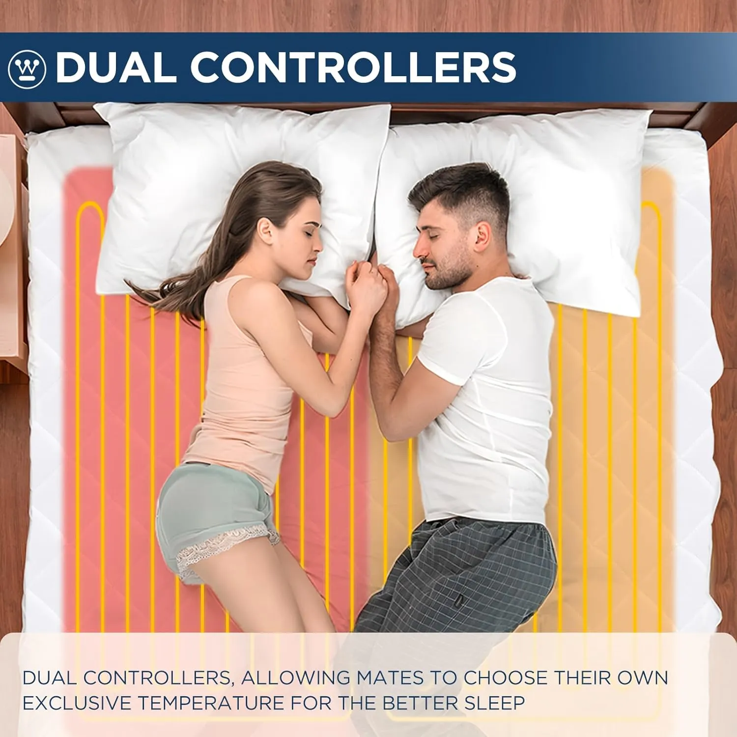 Westinghouse Queen Size Heated Mattress Pad, Electric Bed Warmer with 10 Heat Setting Dual Controller & 1-12 Hours Auto Off, Fit Up to 17" Deep Pocket, Machine Washable, 60x80 Inch