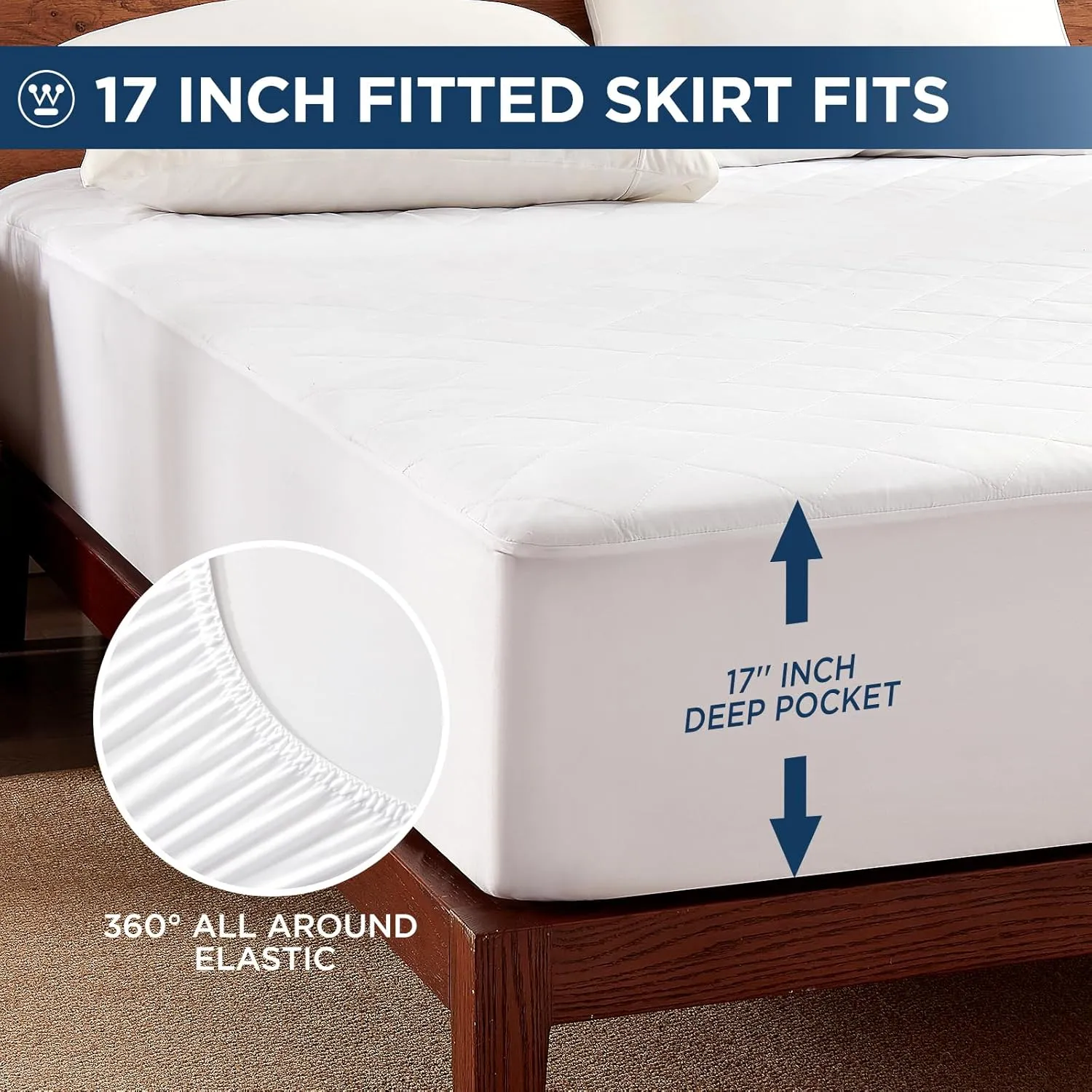Westinghouse Queen Size Heated Mattress Pad, Electric Bed Warmer with 10 Heat Setting Dual Controller & 1-12 Hours Auto Off, Fit Up to 17" Deep Pocket, Machine Washable, 60x80 Inch