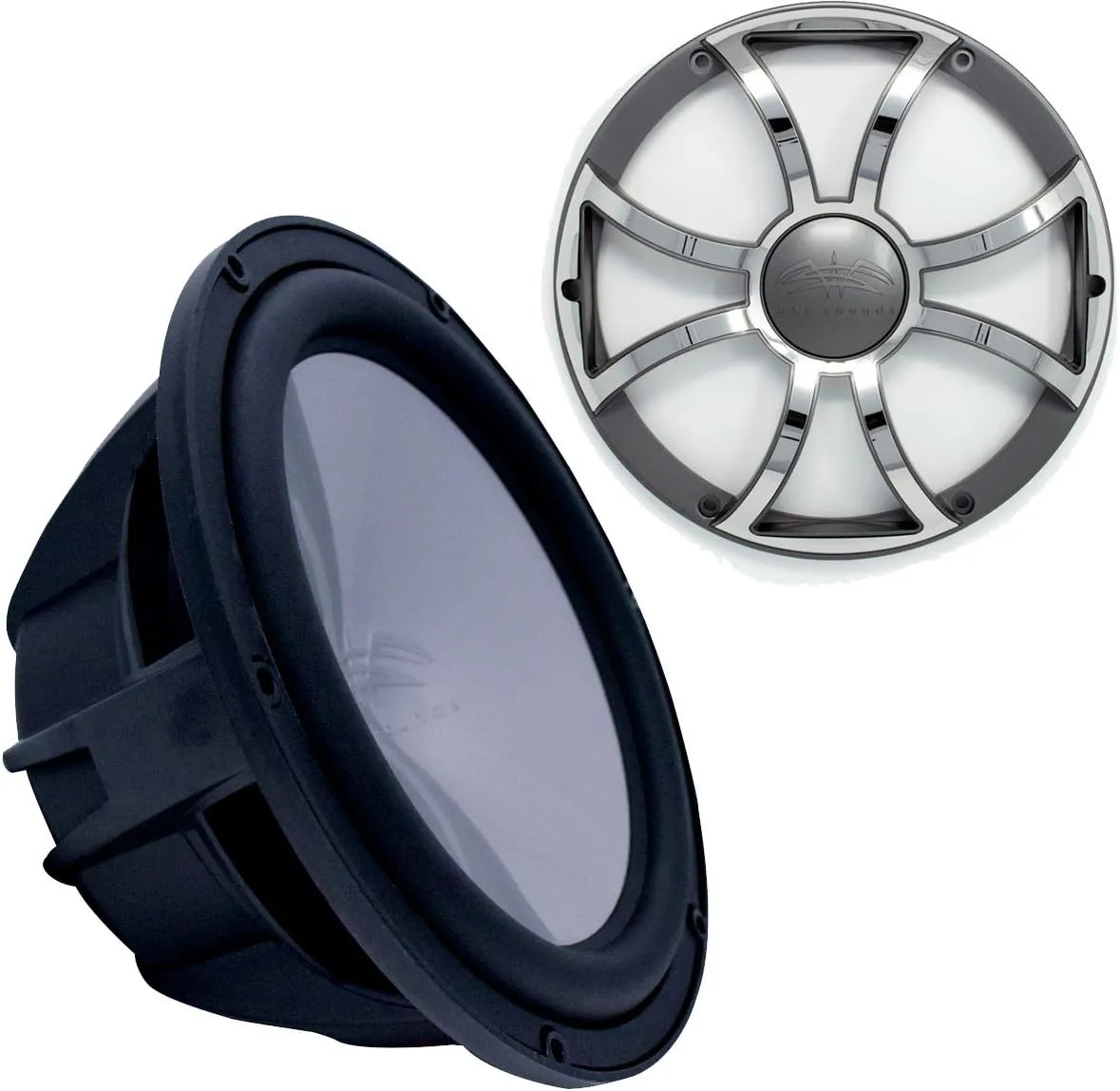 wet sounds Revo 12" Subwoofer & Grill - Black Subwoofer & Gunmetal Stainless Steel Grill - 2 Ohm