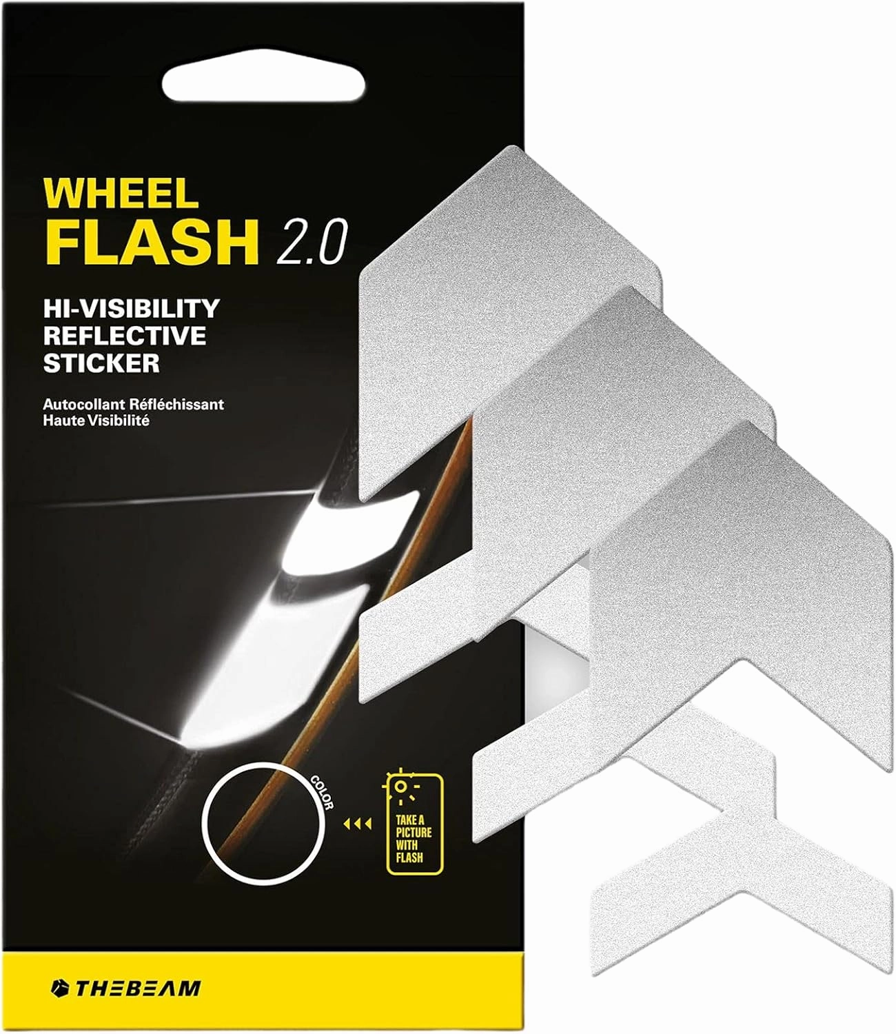 Wheel Flash 2.0 - Reflective Stickers for Bicycle Rims and Wheels - Bicycle Sticker, Reflective Sticker, Self Adhesive Reflective Tape (Silver)