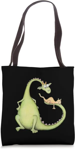 Whimsy Tails: Dragon & Cat Art. Imaginative present for Kids Tote Bag