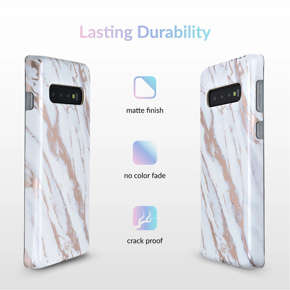 White Marble Rose Gold Chrome 2 Samsung Galaxy Case