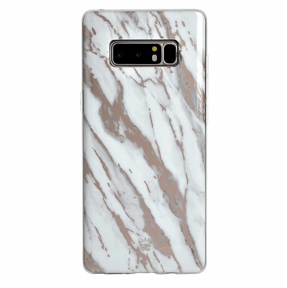 White Marble Rose Gold Chrome 2 Samsung Galaxy Case