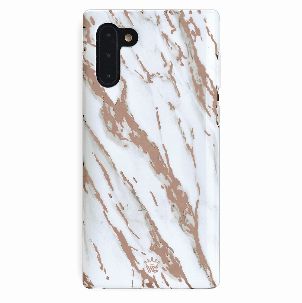 White Marble Rose Gold Chrome 2 Samsung Galaxy Case