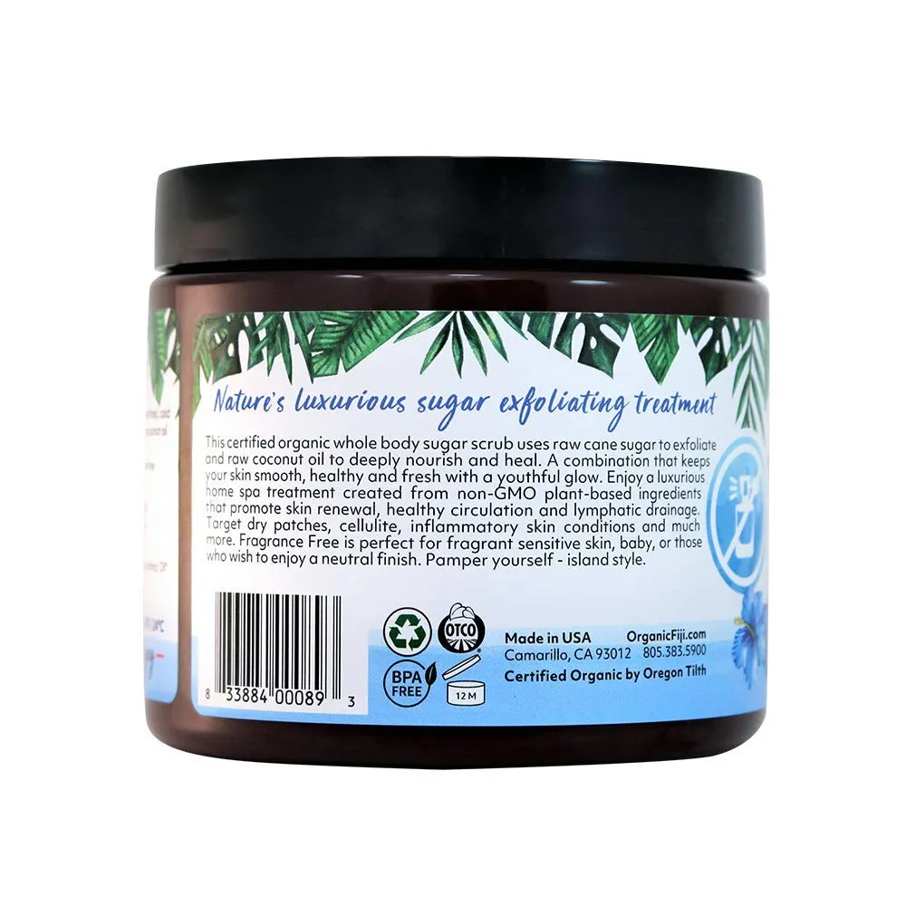 Whole Body Scrub - Infused with Coconut Oil, Exfoliating Sugar Scrub for Smooth and Soft Skin, Exfoliates & Restores Skin's Natural Biosphere, Fragrance Free 20 oz