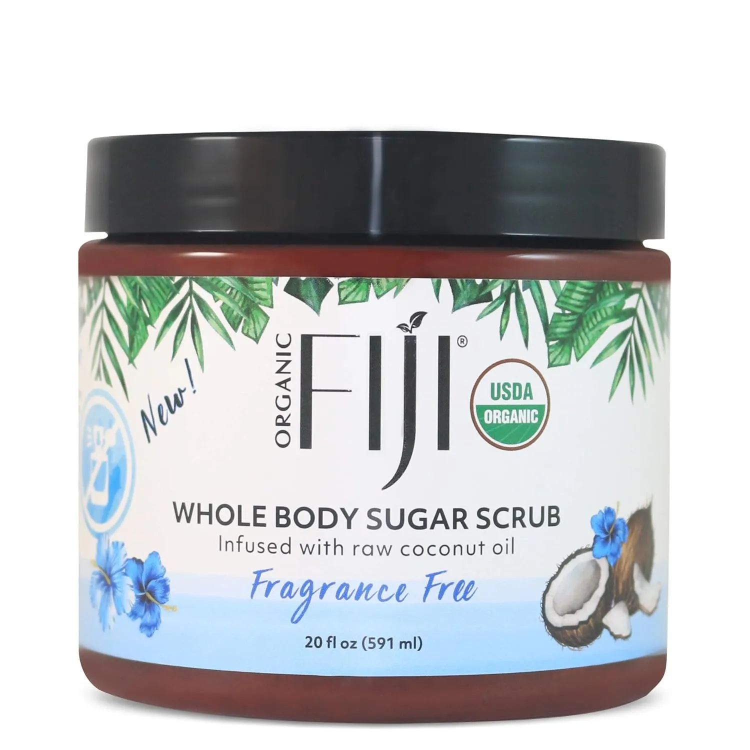 Whole Body Scrub - Infused with Coconut Oil, Exfoliating Sugar Scrub for Smooth and Soft Skin, Exfoliates & Restores Skin's Natural Biosphere, Fragrance Free 20 oz