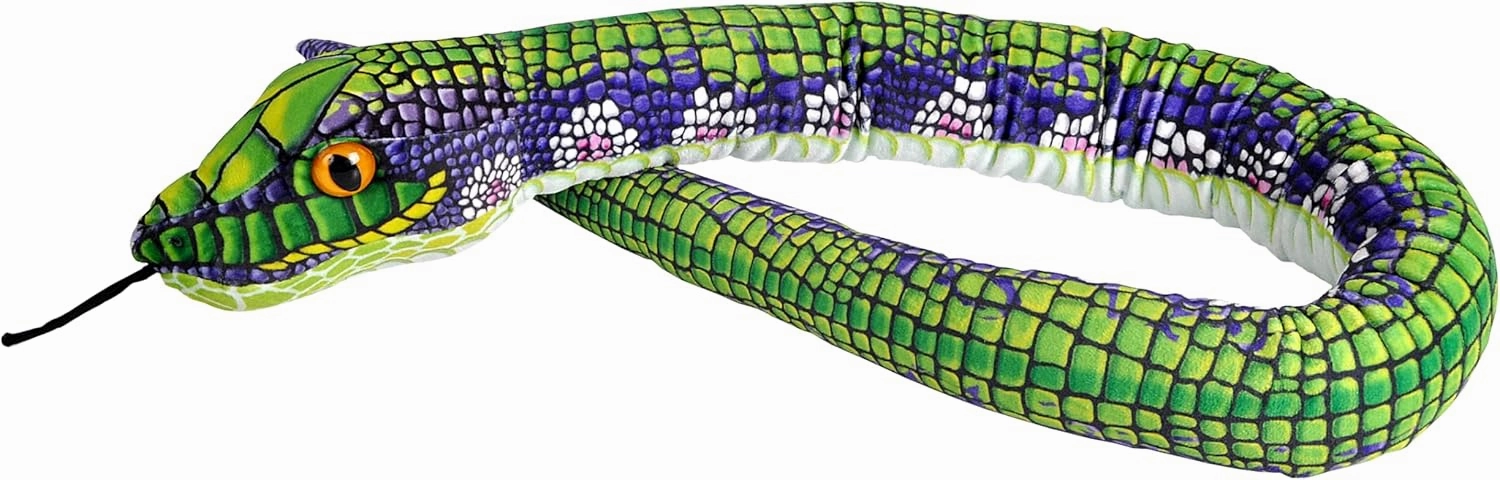 Wild Republic Snake Green Scales, Stuffed Animal, 54Inches, Plush Toy, Fill is Spun Recycled Water Bottles