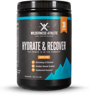 Wilderness Athlete - Hydrate & Recover | Liquid Hydration Powder Electrolyte Drink Mix - Recover Faster with Bcaas - Hydrate Powder with 1000mg of Vitamin C - 30 Serving Tub (Arizona Peach)