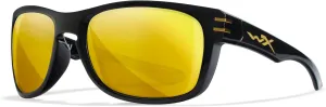 Wiley X Hudson Sunglasses, Safety Glasses for Men and Women, UV Eye Protection for Shooting, Fishing, Biking, and Extreme Sports, Gloss Black Frames, Polarized Venice Gold Lenses