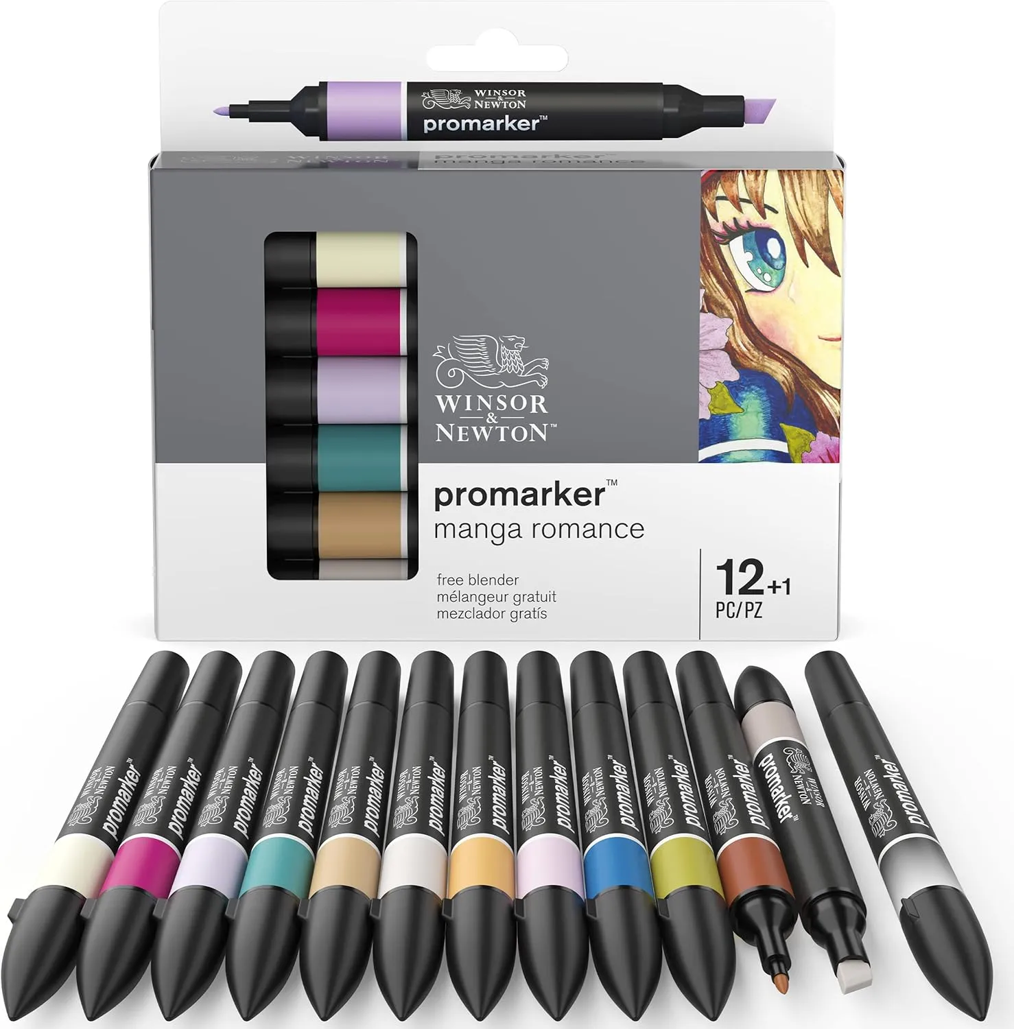 Winsor & Newton ProMarker Set, 12 Count, Manga Romance