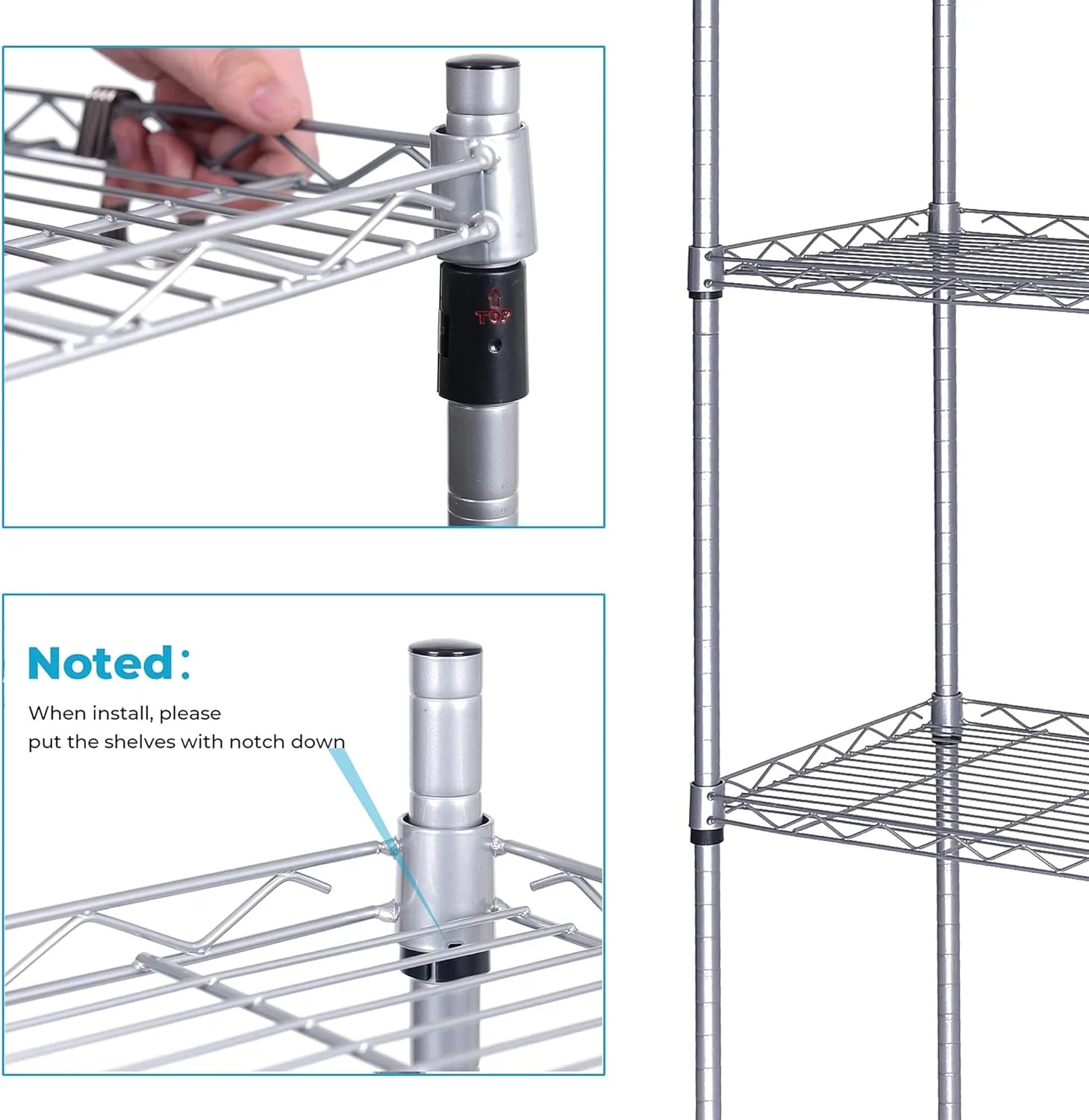 Wire Shelving Unit with Wheels, 4-Tier Adjustable Heavy Duty Metal Shelf Wire Storage Rack for Home Office Garage Kitchen Bathroom, 440 lbs Capacity, 23.23''W X 13.4''D X 47.24''H, Silver