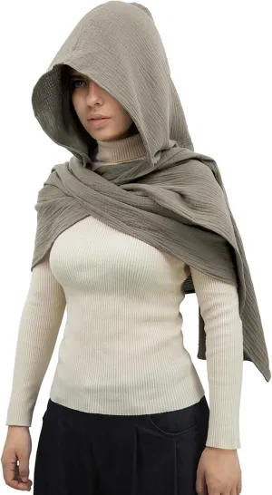 Women Men Fashion Shawl Scarf Cape | Multifunctional Hooded Cowl | Medieval Linen Cotton Cowl Hood |Vintage Goth Costume
