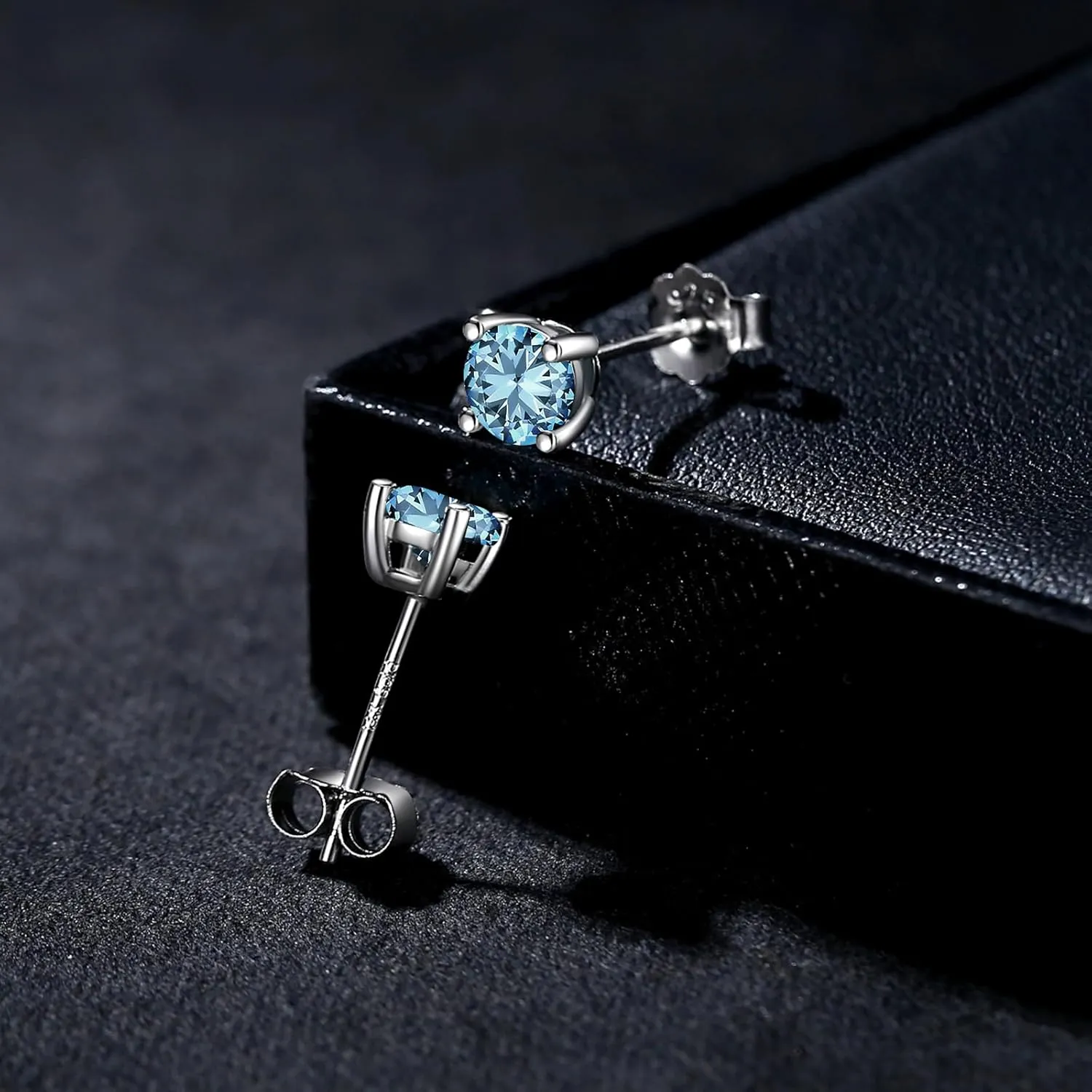 Women Silver Stud Earrings for Women Solid 14K White Gold Plated Sterling Silver Earrings For Women Birthstone Earrings CZ Earrings for Women Wife Her Girlfriend