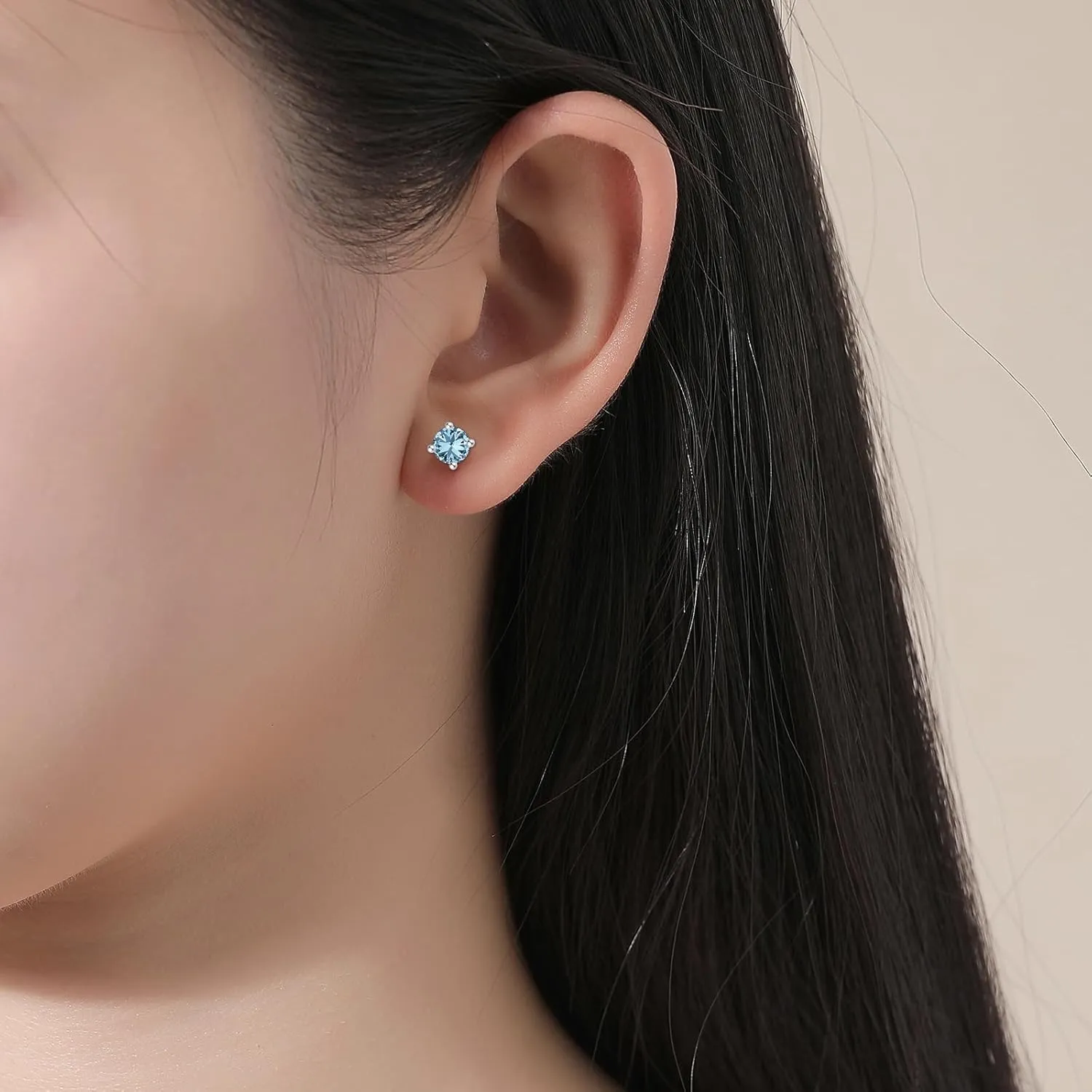 Women Silver Stud Earrings for Women Solid 14K White Gold Plated Sterling Silver Earrings For Women Birthstone Earrings CZ Earrings for Women Wife Her Girlfriend
