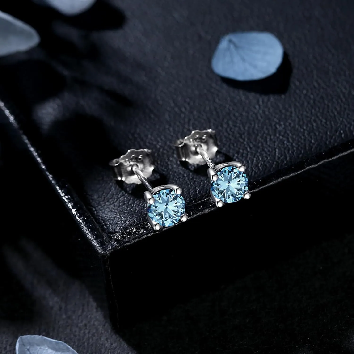 Women Silver Stud Earrings for Women Solid 14K White Gold Plated Sterling Silver Earrings For Women Birthstone Earrings CZ Earrings for Women Wife Her Girlfriend