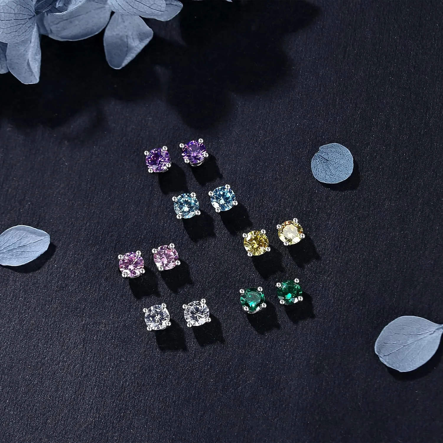 Women Silver Stud Earrings for Women Solid 14K White Gold Plated Sterling Silver Earrings For Women Birthstone Earrings CZ Earrings for Women Wife Her Girlfriend