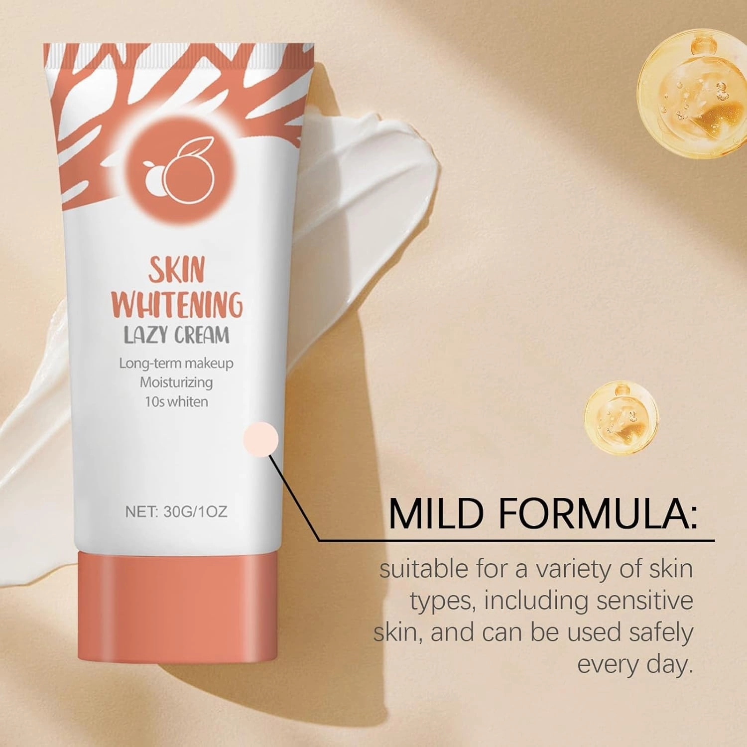 Women Tone up Face Cream, Oil Control Make Up Lazy BB Cream, Moisturizing Concealing Pores Covering Imperfections Uneven Skin Tone (3pc)