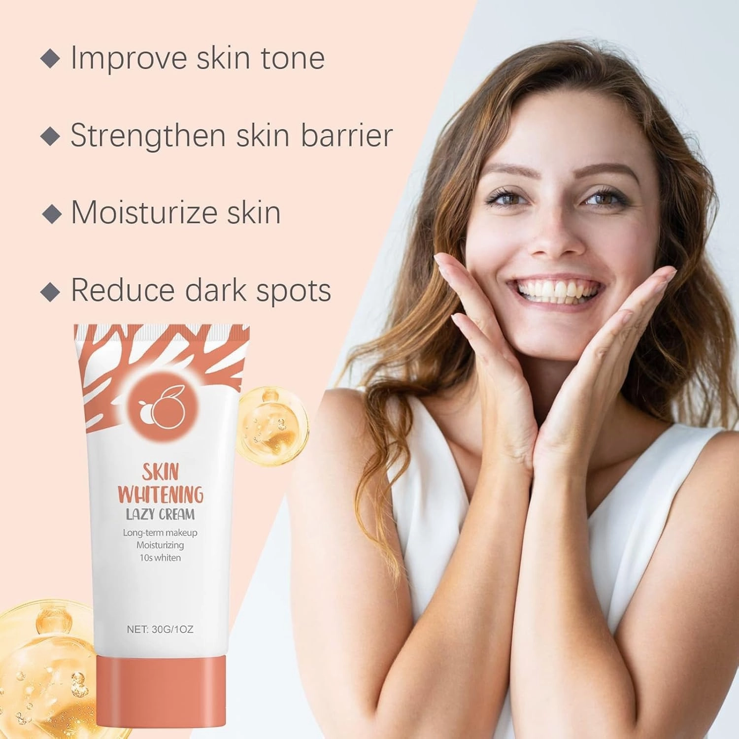 Women Tone up Face Cream, Oil Control Make Up Lazy BB Cream, Moisturizing Concealing Pores Covering Imperfections Uneven Skin Tone (3pc)