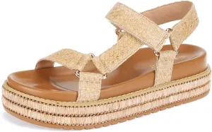 Women's Platform Sandals, Woven Strappy Design, Beige Espadrille Wedges with Ankle Strap，Dressy Comfortable Summer Beach Comfort Sandalias Trendy