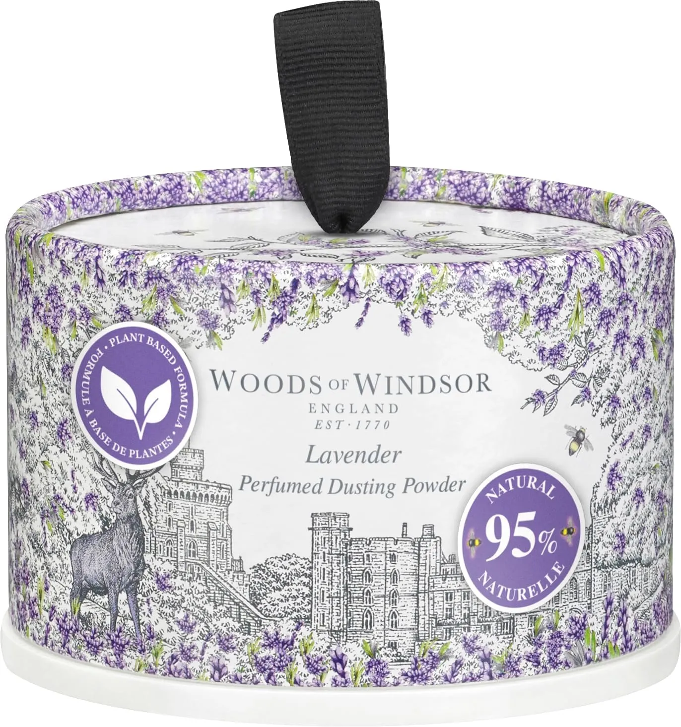 Woods of Windsor Lavender Perfumed Talcum Powder, Floral Dusting Powder with Body Puff, Scented Powder for Women to Help with Odor Control and Chafing, Lavender Scent 0.22 lbs