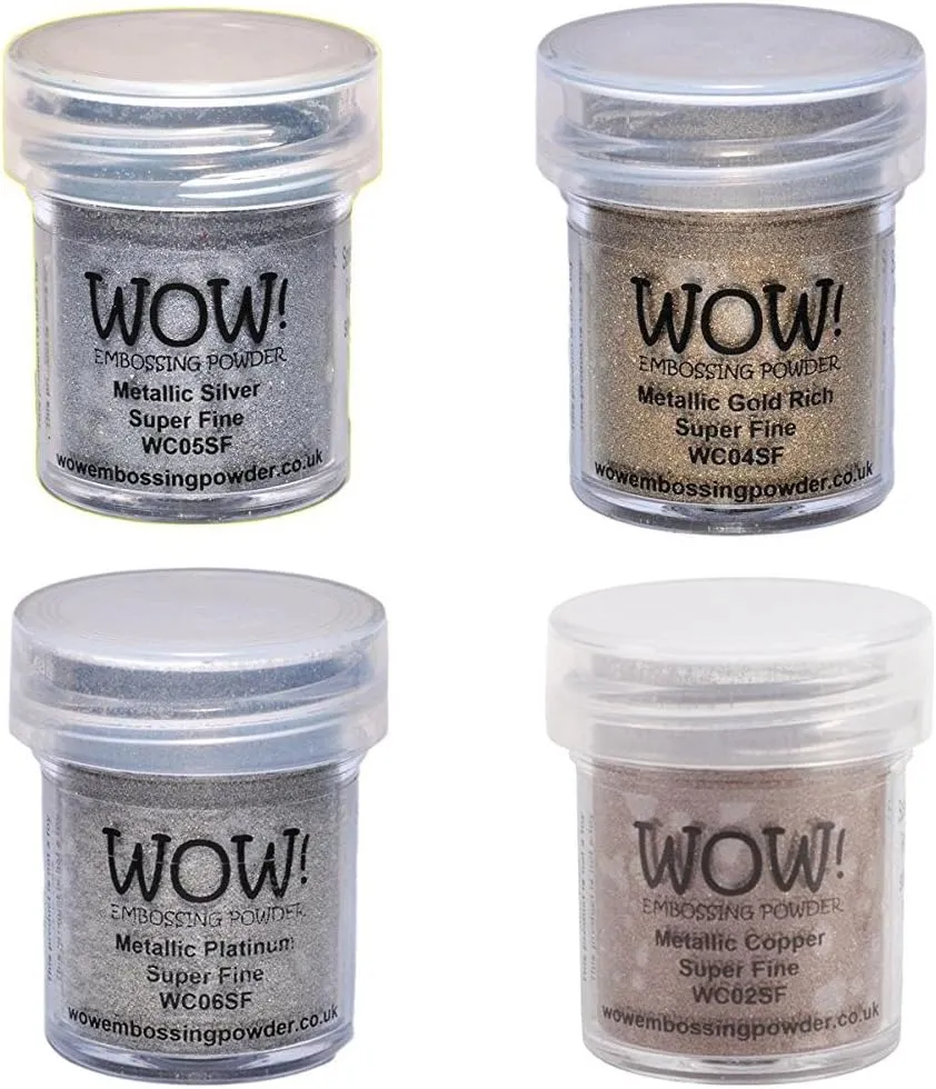Wow! Embossing Powder Metallic Bundle: Gold, Silver, Platinum and Copper, 15ml (1) (1, Brown)