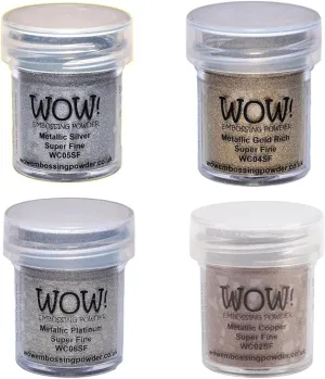 Wow! Embossing Powder Metallic Bundle: Gold, Silver, Platinum and Copper, 15ml (1) (1, Brown)